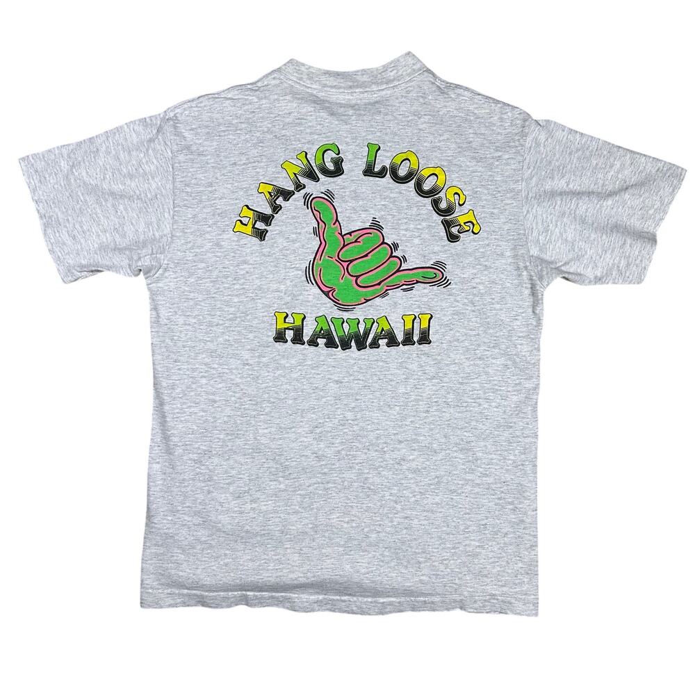 Vintage 80s Hang Loose Hawaii Surf Graphic T-Shirt Mens Large Single Stitch USA